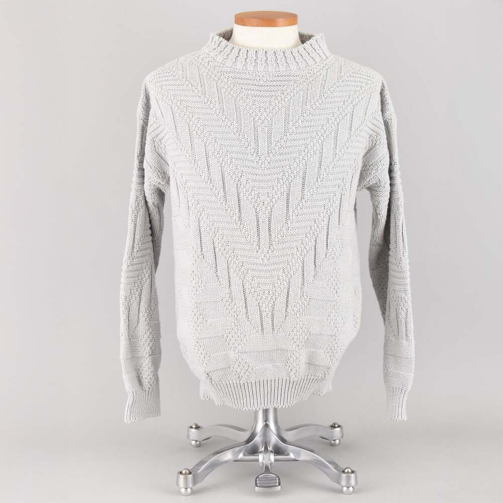 Vintage 90s Gray Mockneck Chunky Knit Pullover Sweater Men's Medium - Large